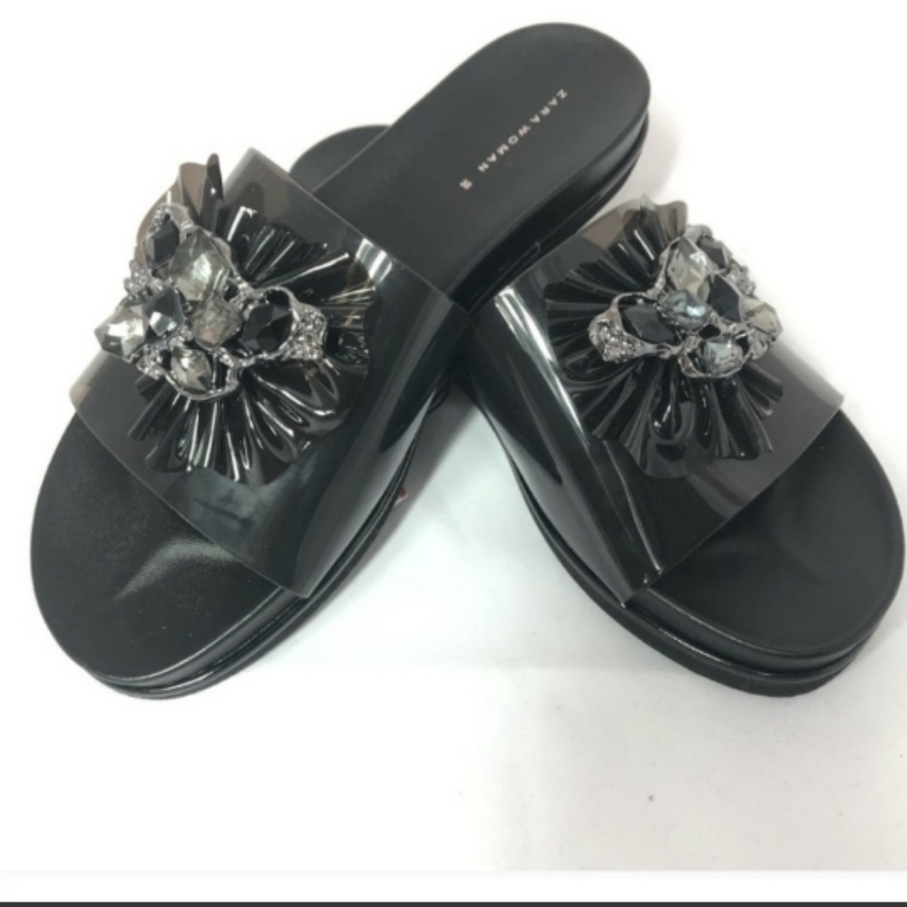 Zara bejeweled slip on black platform jelly sandal - Picture 7 of 8